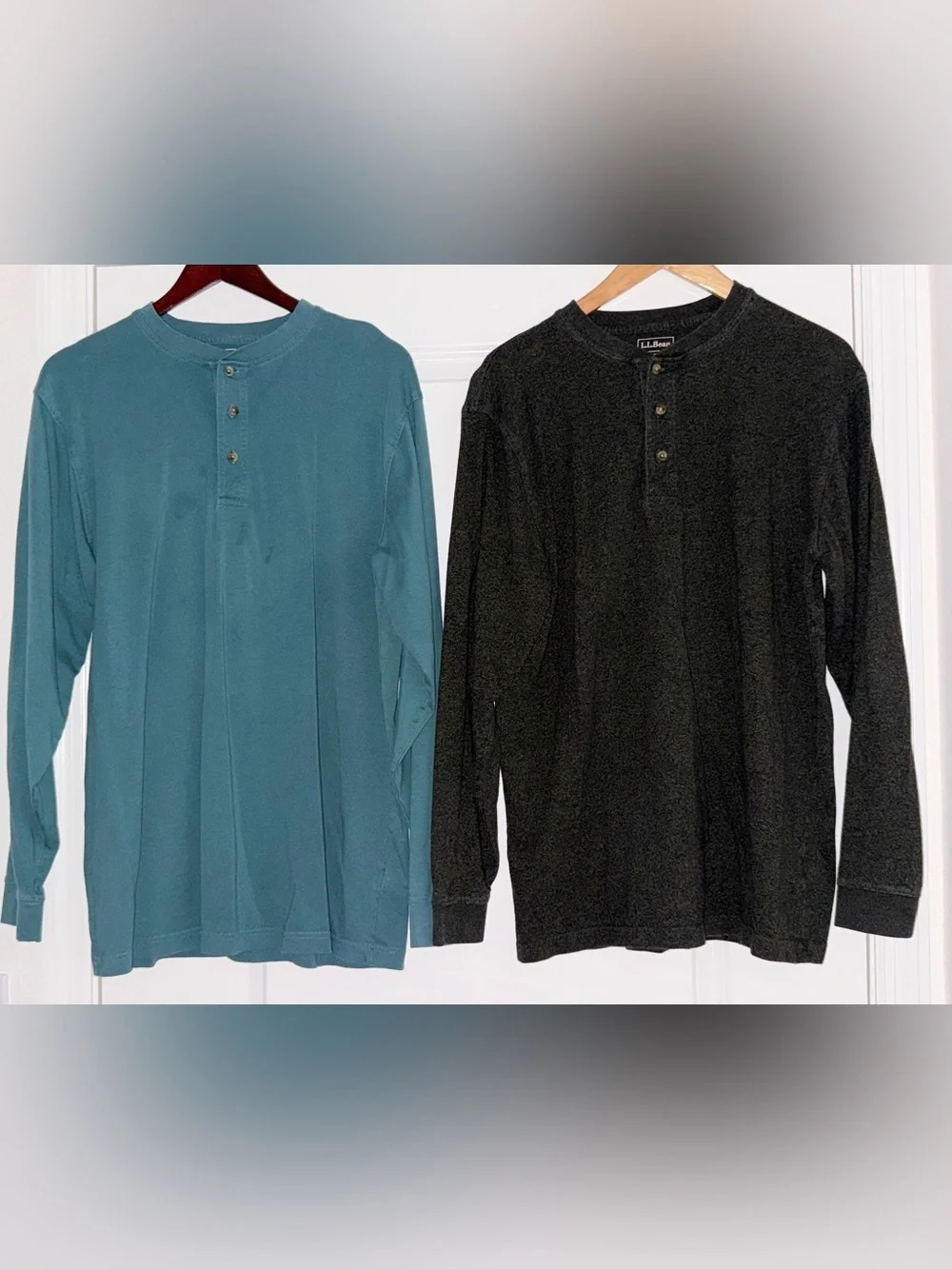 LL Bean Mens M Tall Carefree Unshrinkable Tee Traditional Fit L-Sleeve Henley